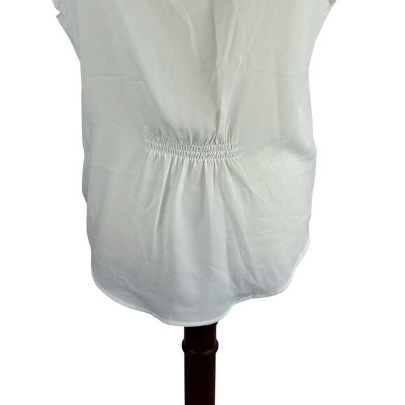TAHARI ASL CAP SLEEVE PLEAT FRONT CAREER BLOUSE IN IVORY NWT WOMEN'S SIZE LARGE - Picture 9 of 16